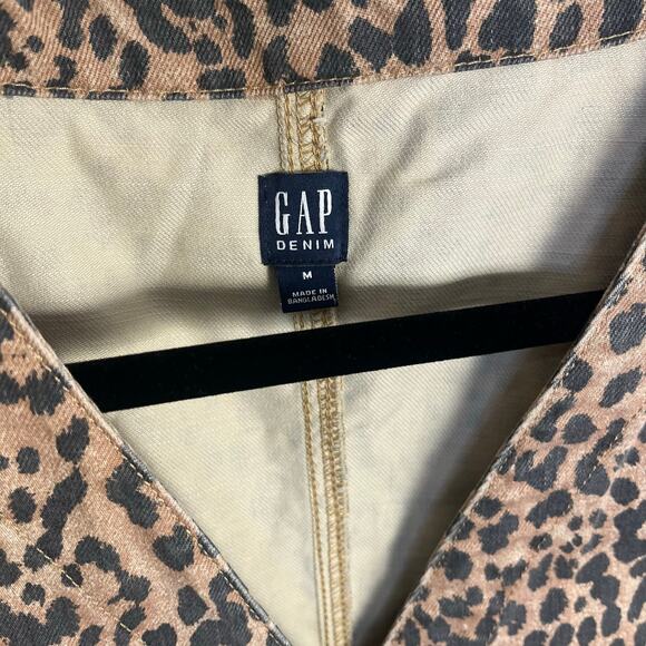 GAP Denim Flutter Sleeve Button Front Leopard Dress Size M - Picture 6 of 9